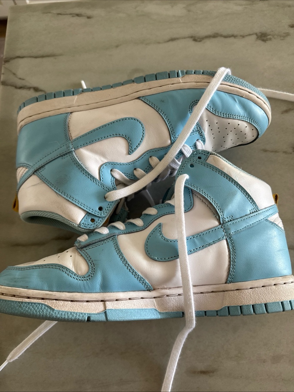 Nike Kids High-Top Sneakers in Light Blue and White